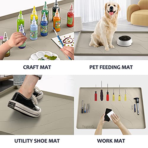 Heavy Duty Silicone Under Sink Mat for Kitchen&Bathroom 28" x 19", Waterproof Under Sink Rubber Mat Drip Tray, Raised Edge Under Sink Liner,Prevent Drips, Leaks, Spills,Brown - view 6
