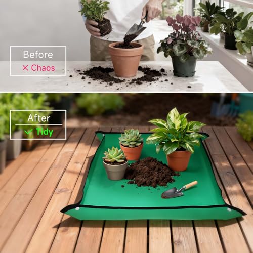 26" x 26" Repotting Mat for Indoor Plants - Waterproof Plant Potting Tray, Portable Gardening Mat for Succulents Soil Mess Control - view 3