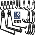 Steel Garage Storage Hooks-16 Pack Black Heavy Duty Wall Mount Hooks