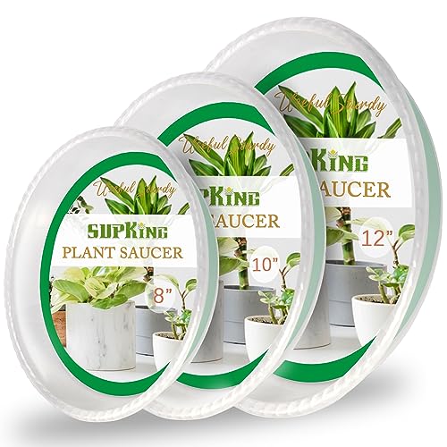 9 Pack Plant Saucers (8inch /10inch /12inch) Heavy Sturdy Plant Trays for Indoor Clear Plastic Flower Pot Saucers Thicker Plant Water Drip Trays for pots -Clear