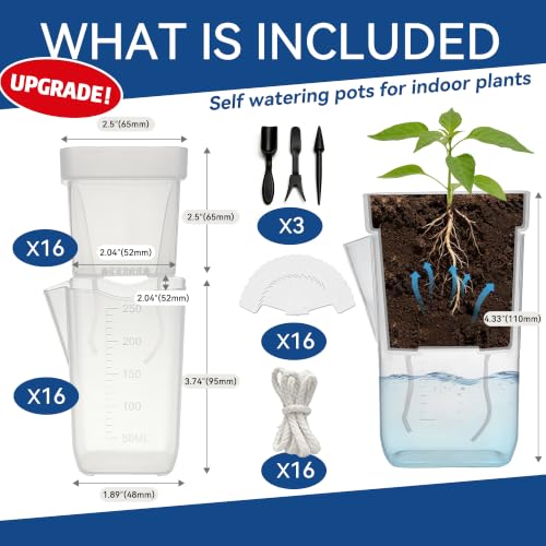 16 Pack Upgrade 2" Small Self Watering Pots for Indoor Plants - view 2