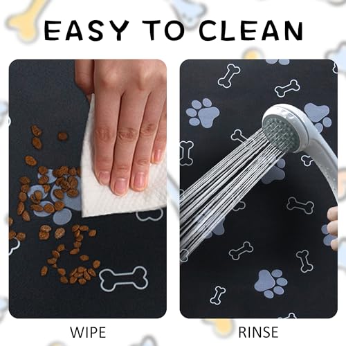 Pet Cat Dog Food Mat Non Slip Mat for Dog Water Bowl Mat Quick Dry Absorbent Cat Feeding Mat, 18.1 * 11.8 in, Dark Grey - view 3