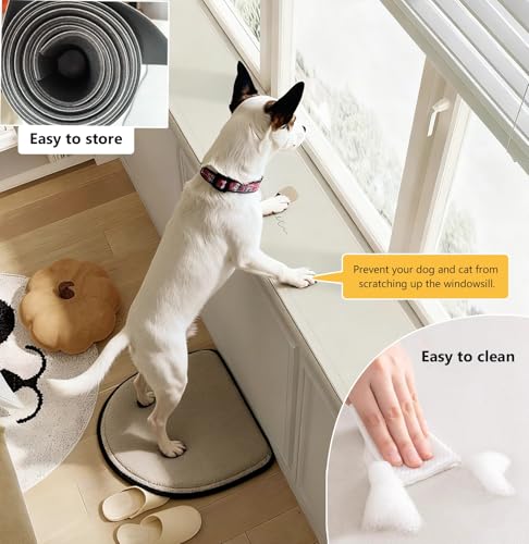 Absorbent Window Sill Protector for Plants, Non Slip Window Sill Mat Casement Protective Cover, Diatomaceous Earth Bay Window Cushion for Balcony(White,100x10cm/39x4inch) - view 2