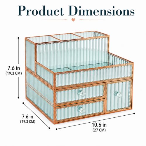 Youdepot Makeup Organizer Countertop - Tempered Glass Vanity Organizer for Cosmetics, Skincare, Hair Tools, Brushes, Perfume - Multipurpose Bathroom Counter Skincare Organizer - view 6