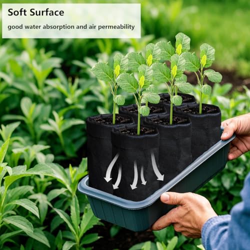 50 Pcs 13.5" H Deep Nursery Grow Bags, Non-Woven Plants Pots Container for Starting Deep Rooted Plants Vegetable, Flower, Seedling Tree, Black - view 5