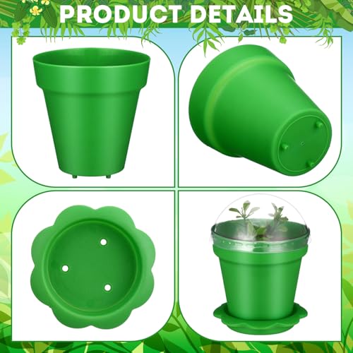 36 Packs Cupcake Plant Nursery Pots with Humidity Dome Small Flower Pots Plastic Planting Containers Cups with Saucers and Shovel for Indoor Outdoor Plant Succulent Display(Colorful) - view 4