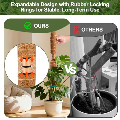 48 Inch Monstera Plant Support, 4 Pack 16 inch Moss Pole for Monstera & Climbing Plants Coco Coir Plant Support, Plant Ties Included - view 4