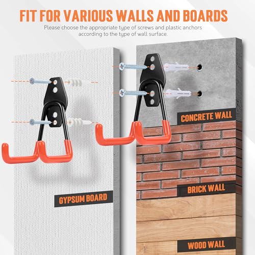 Garage Hooks, 20 Pack Wall Storage Hooks for Bike, Ladder and Tools - view 4
