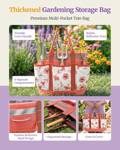 10Pcs Garden Tool Set, Rust-Proof Stainless Steel, Ash Wood Handles, Pink - view 4