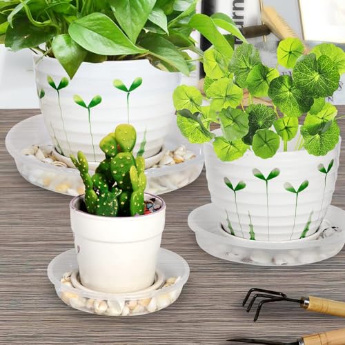 18 Pack Plant Saucers (6inch /8inch /10inch), Heavy Sturdy Plant Trays Pot Tray for Indoor Clear Plastic Flower Pot Saucers Thicker Plant Water Drip Trays for pots- Clear - view 4