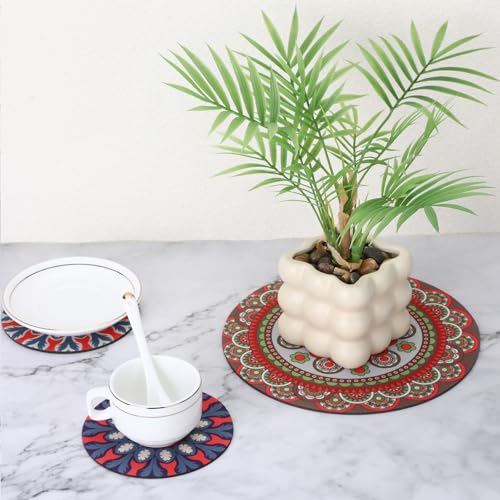 8Pcs Boho Plant Coaster and Mat - Floor Protectors for Indoor Outdoor Pots - view 5