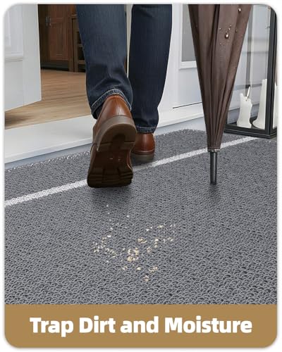 Front Door Mats Durable Doormat for Outside Entry Home Entrance Back Porch Patio Waterproof | Heavy Duty Non-Slip Outdoors Floor Welcome Mats Exterior - 24"x36" Grey - view 4