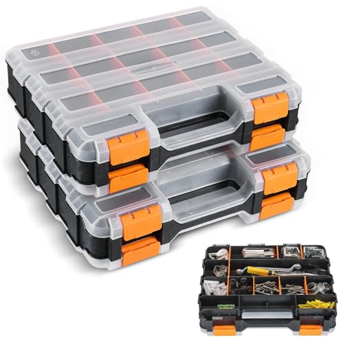 2 Pack Small Parts Organizers, 34-Compartments Double-Sided Tool Box - view 6