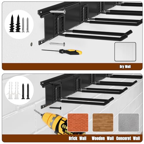 Garage Garden Tool Organizer Wall Mount, Heavy Duty Garage Tool Storage Rack 64 Inches, Max Load 440lb - Shovel, Rake, Folding Chair, Weed Eater Storage - view 5
