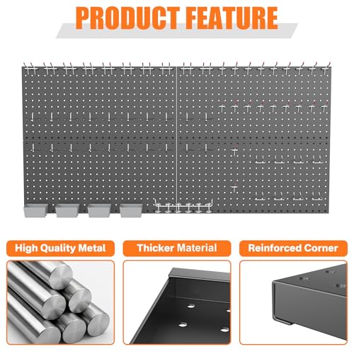 Garage Tools Organizer Boards Kit with Hooks, Black - view 4