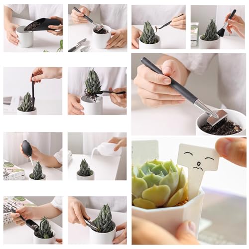 30PCS/Set Mini Garden Hand Transplanting Succulent Tools Set, 19.7" Thickened Repotting Mat & Plant Tag, Miniature Planting Indoor Fairy Care, Potting, Cactus, Houseplant Bonsai Tool Kit - view 4