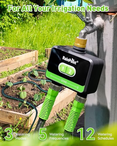 WiFi Water Timer for Garden Hose with Brass Inlet, 2-Zone Smart Sprinkler Hose Timer, WiFi Irrigation Controller, Automatic Watering System for Lawns and Yard - view 2