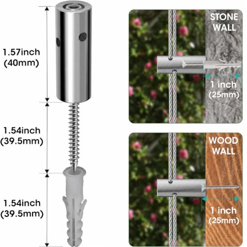 Wire Trellis Kit,10 Set,53Ft 1/8" T316 Steel for Climbing Plants - view 2