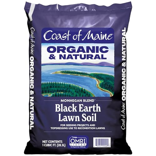 Monhegan Blend (1 cu ft) Organic and Natural Black Earth Lawn Soil for Seeding Projects - Topdressing and Reconditioning Lawns