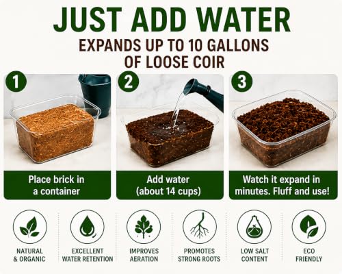 Organic Coco Coir Growing Medium 650 Gram Bricks, 4 Pack - view 3