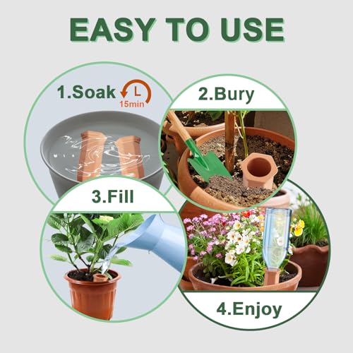 20 Pack Terracotta Plant Watering Spikes, Self-Watering Stakes for Wine Bottles, Porous Clay, Reusable (Red A) - view 4