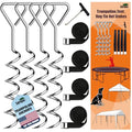 USA 4-Pack Windproof Trampoline Stakes Anchor Kit-Steel Corkscrew Anchor,Heavy Duty Tie Down Kit with T-Hook&Reinforced Safety Straps,Secure Weatherproof Protection for Trampoline,Tent&Playset