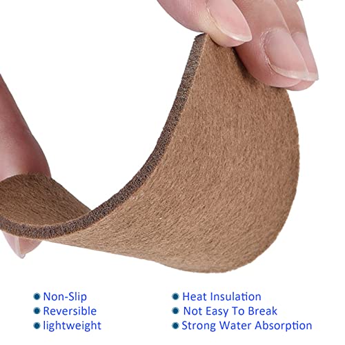 8 Pack Planter Coasters Set Felt Round Flowerpot Drip Pad Mat Apply to Outdoor/Garden (4" 6" 8" 10", Brown) - view 5