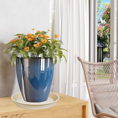 6 Pack of Plant Saucer Tray 4 6 8 10 12 14 17 19 22 25 inch, Heavy Duty Plastic Pot Plant Drip Trays Saucers for Indoors Outdoor, Plant Water Tray for Planters 4-7" (6", Beige) - view 5