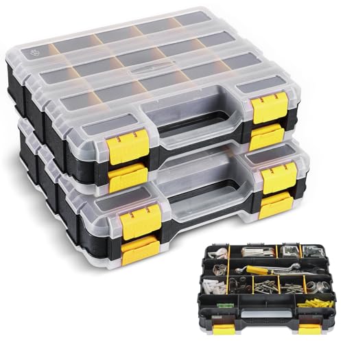 2 Pack Small Parts Organizers, 34-Compartments Double-Sided Tool Box - view 7