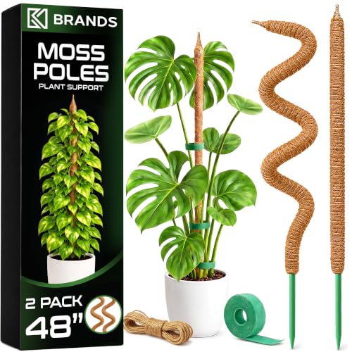 2 Pack 48'' Moss Pole Monstera Plant Support for Climbing Indoor Plants