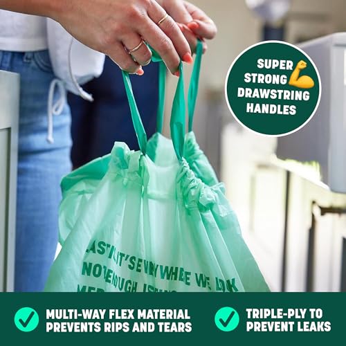 Compostable Tall Kitchen Drawstring Bags - 13 Gallon, 40 Count - view 3