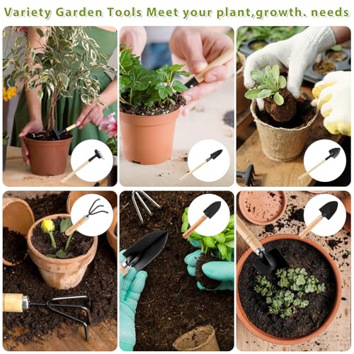 Small Garden Tools 6 Pcs Miniature Shovel Set Cute Gardening Mini Succulent Home Tiny Gardening Kit Plant Potted Repotting Flower Wood Handle Care Transplant Accessories Potted Houseplant - view 4
