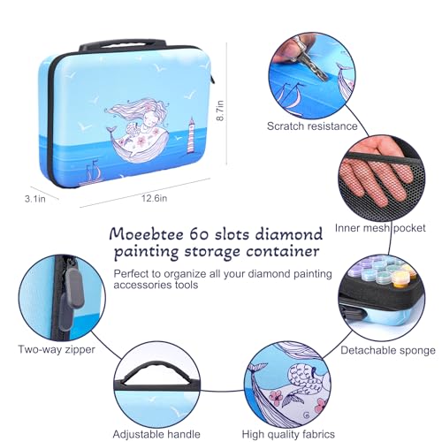 Diamond Painting Storage Containers, 60 Slots Diamond Art Accessories and Tools, Diamond Painting Organizer Storage Case - Mermaid - view 2