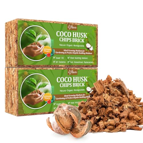 2 Pack Organic Coco Coir Chips for Plants, 2.2 lb Coconut Husk Bricks