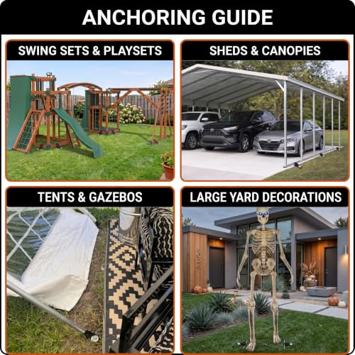 Trampoline Anchors High Wind Heavy Duty 12" Set of 4/6/8 with Straps, Drill Bit - Trampoline Anchor Kit - Trampoline Stakes Anchors High Wind - Ground Anchors - Trampoline Wind Stakes - Ground Stakes - view 3