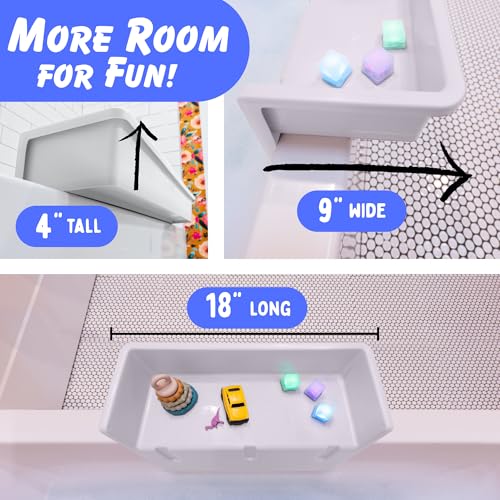 Mini Bathtub Splash Guard, Bath Shelf for Kids - Toy Tray, White - view 4