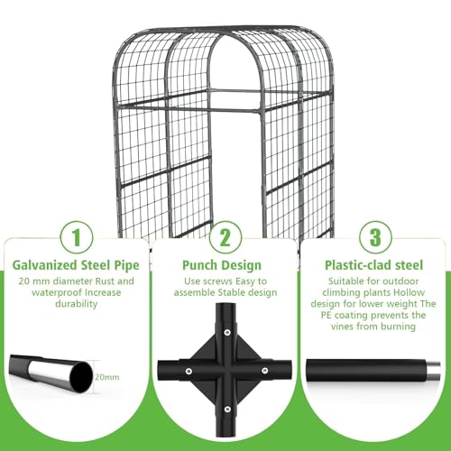 124*180*220 cm Arch Iron PE Plant Trellis with Plastic Connectors - view 4