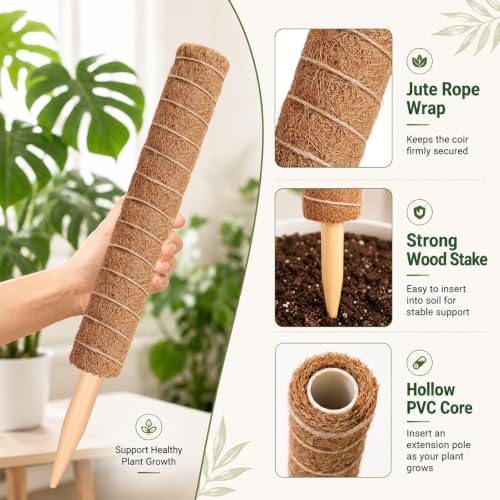 Moss Pole Monstera Plant Support, Extended to 48 Inch, 4 Pack 16 in - view 3