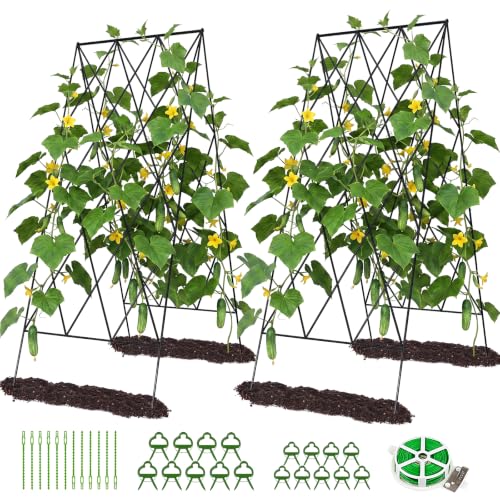 39.4" H Cucumber Trellis, 2 Pack Foldable A Frame Garden Trellis