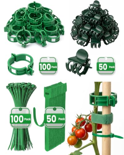 300Pcs Green Tomato Clips,Plastic Trellis Clips,Reusable Plant Support Clips for Tomatoes,Cucumbers,and Vines,Garden Supplies for Vertical Growing