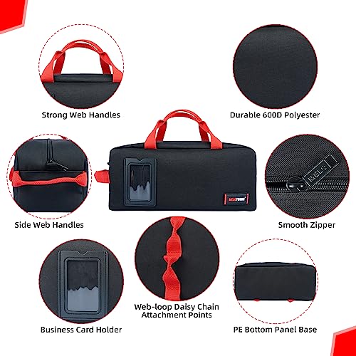 Small Canvas Tool Bag Tool Tote Bag with Zipper Utility 14 Inch Tool Organizer Bags for Electrician,Construction,Plumbing,HAVC (Black 2 Packs) - view 2