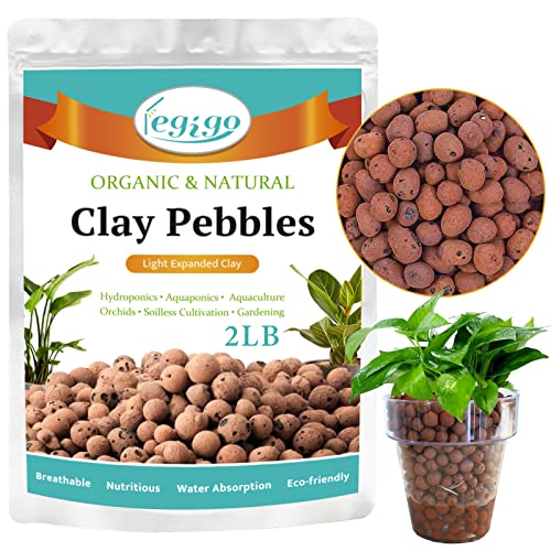 2LB Leca Clay Pebbles for Plants, 4mm-16mm Clay Balls for Hydroponic