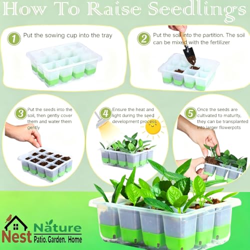 NestNature Silicone Seed Starter Tray, 60-Cell, Waterproof Repotting Mat - view 6