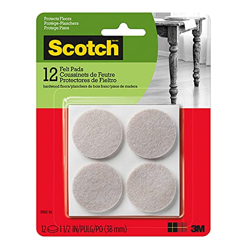 Felt Pads, 12 Pads, Circle, Beige, 1.5 in x 1.5 in