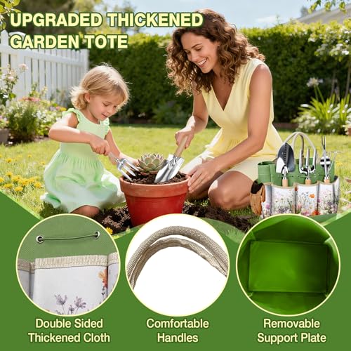 Gardening Tools Set for Women 29Pcs Heavy Duty Garden Hand Tools Set with Floral Tote Bag Rust-Proof Garden Tool Kit Supplies Gardening Esssential Garden Gifts for Mothers Day Mom Beginner - view 5
