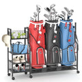 Golf Bag Storage Rack for Garage with Wheels, Organizer for Golf Bag and Equipment Accessories, Golf Organizer Stand Ideal for Home, Garage, Club, Shed, Basement - Sturdy and Durable (Black)