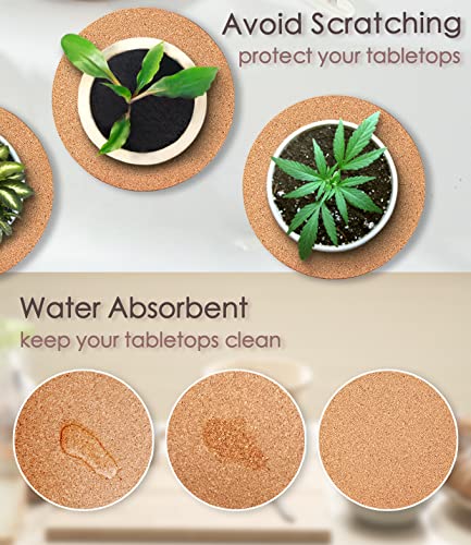 Cork Plant Coasters, Double Layers Cork Plant Mats, 6 Inch, 6 Pcs - view 5