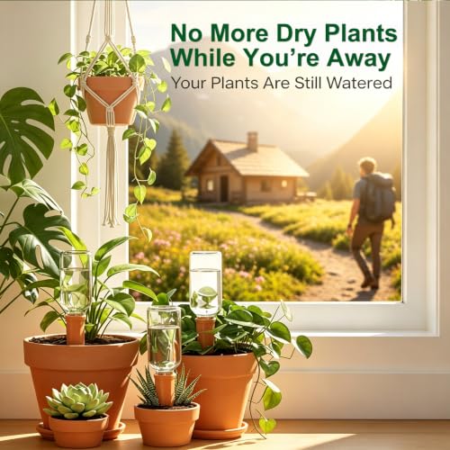 Terracotta Watering Stakes for Plants, Slow-Release Plant Watering Spikes, Bottle-Fed Self-Watering Devices for Indoor and Outdoor Plants, Vacation Plant Care, 6 Pack - view 6