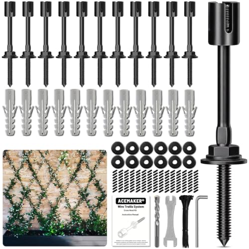 Wire Trellis Kit, 12-Set 5/64” PVD Black Crosshead Hubs Only Kit