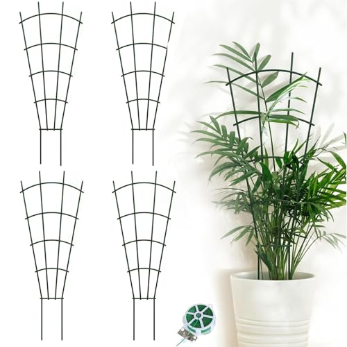 4-Pack Metal Trellis for Potted Plants, 32" Heavy Duty Garden Trellis for Climbing Plants, Rustproof Powder Coated Indoor/Outdoor Trellis for Climbing Vines, Flowers, Houseplants